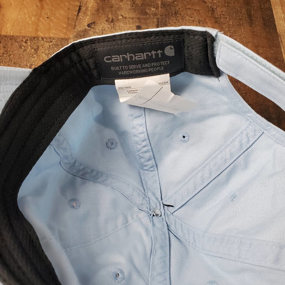 Carhartt mens canvas blue leather patch baseball cap hat new - Picture 5 of 6
